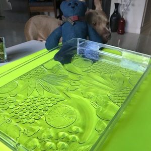 Clear plastic etched tray with Fruit